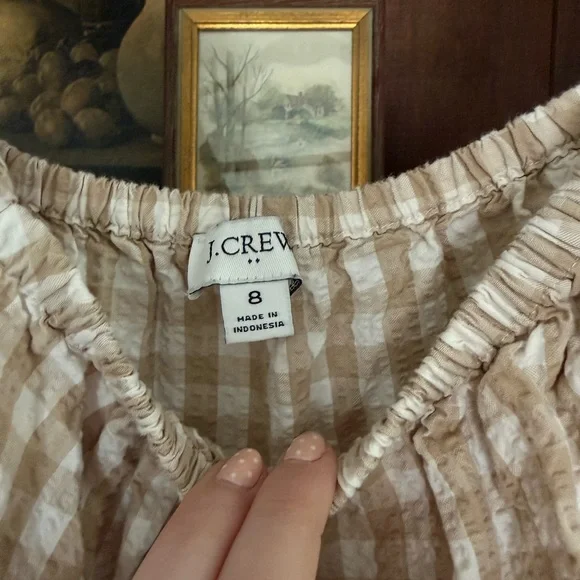 J. Crew Gingham Puff-Sleeve Midi Dress - Picture 3 of 7